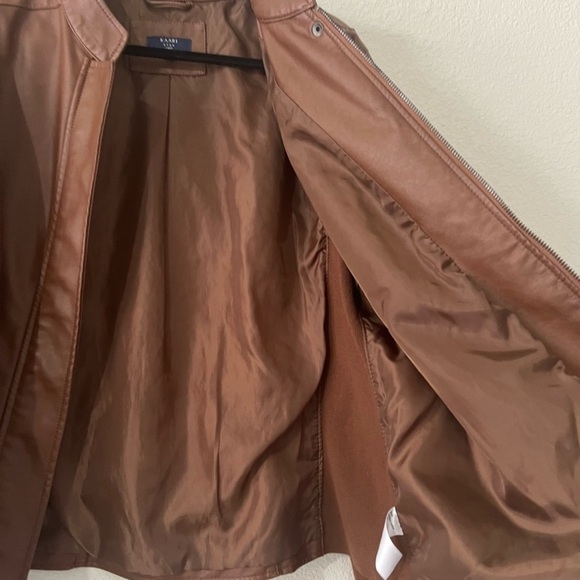 Kaari Blue Curvy Women’s Faux Leather Jacket Size Lar - Picture 5 of 6